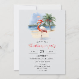 Convite Christmas in July Custom Company Name Flamingo