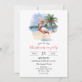 Convite Christmas in July Custom Company Name Flamingo