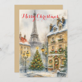 Convite Christmas in Paris Eiffel Tower Winter Personalize