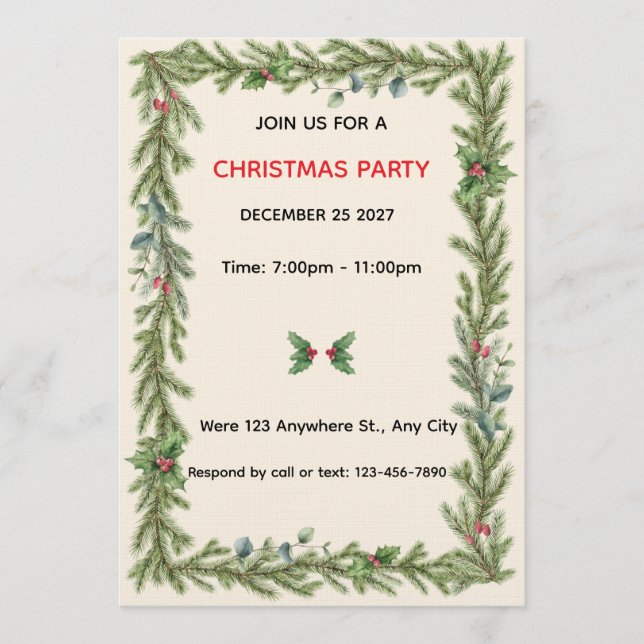 Convite Christmas Invitation  (Frente)