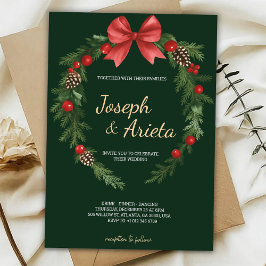 Convite Christmas Invitation card with a wreath design