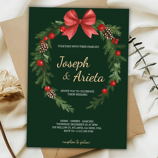 Convite Christmas Invitation card with a wreath design (Criador carregado)