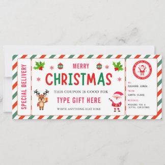 Convite Christmas Kids Coupon Certificate Rudolph Santa
