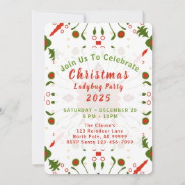 Convite Christmas Ladybug Party Red White Green