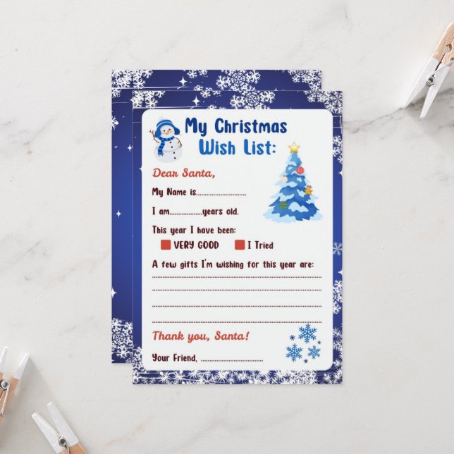 Convite Christmas Letter to Santa Winter Wonderland  (Frente/Verso In Situ)