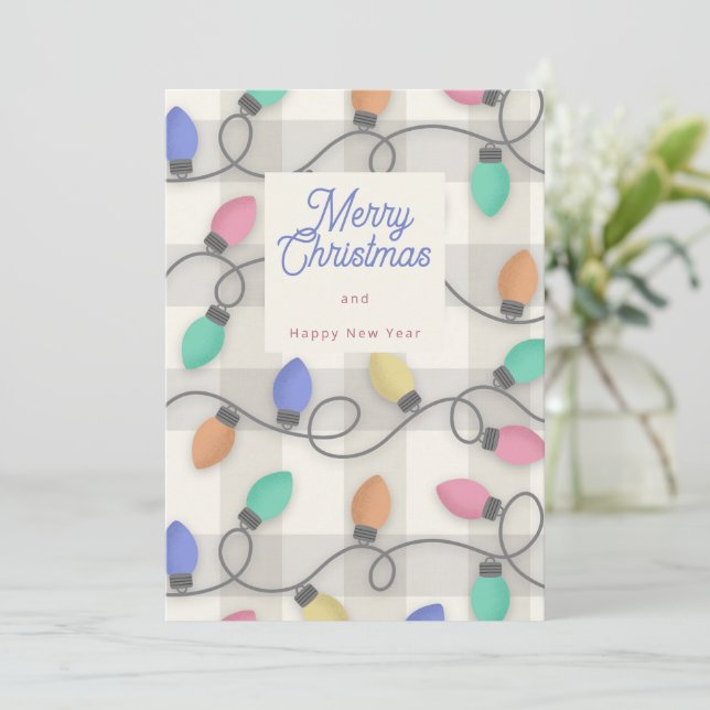 Convite Christmas lights (Em pé/Frente)