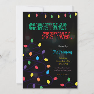 Convite Christmas Lights Festival Invitation