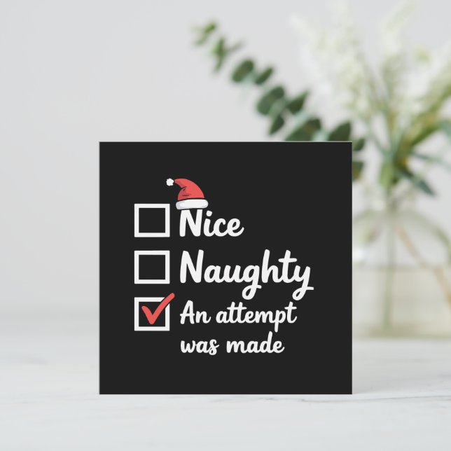 Convite Christmas Nice Naughty Attempt Was Made Xmas (Em pé/Frente)