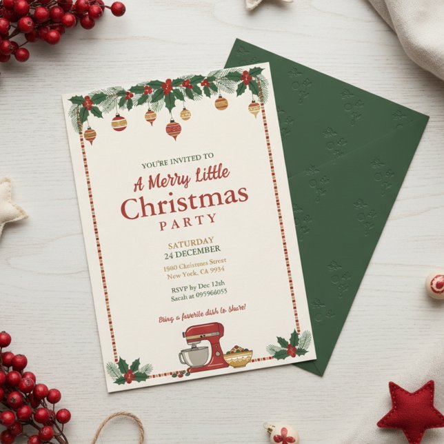 Convite Christmas Ornament Garland Party Invitation (Christmas Ornament Garland Party Invitation)