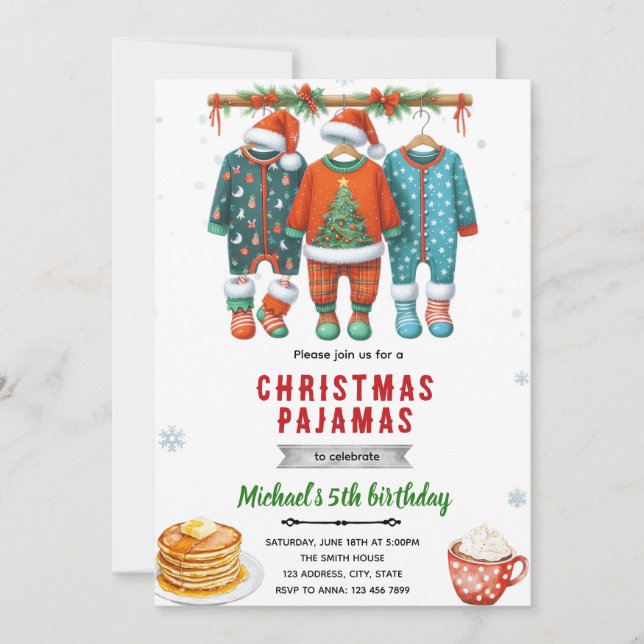 Convite Christmas pajama brunch invitation (Frente)