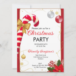 Convite Christmas Party Candy Cane