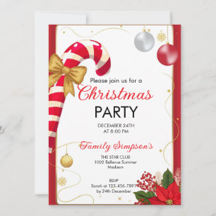 Convite Christmas Party Candy Cane