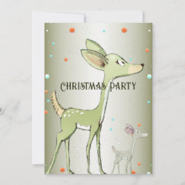 Convite Christmas Party Green Deers Holidays Cute