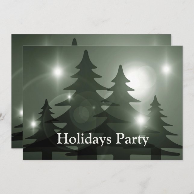 Convite Christmas Party Green Trees Holiday Winter Elegant (Frente/Verso)