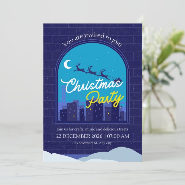 Convite Christmas Party Invitation (Em pé/Frente)