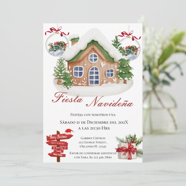 Convite  Christmas Party Invitation (Em pé/Frente)