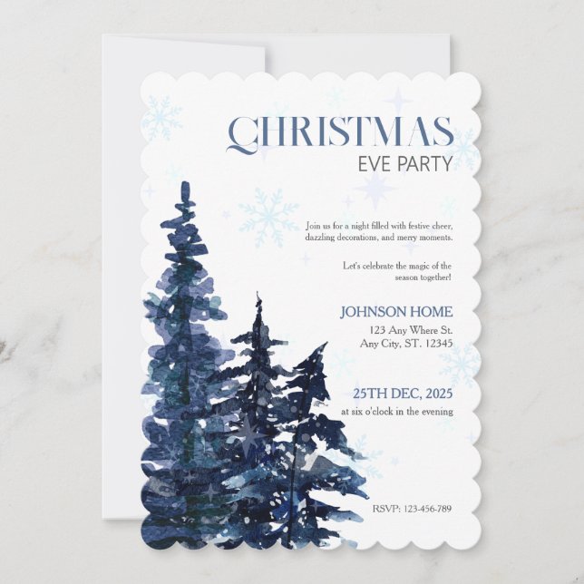 Convite Christmas Party Invitation, Blue Chic Invitations (Frente)
