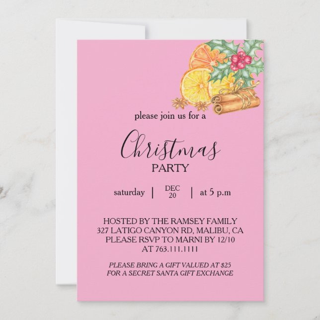 Convite Christmas Party Invitation Card (Frente)