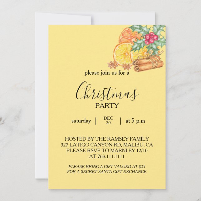 Convite Christmas Party Invitation Card (Frente)