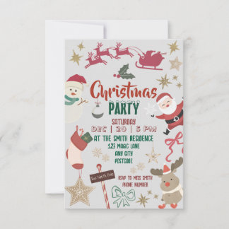 Convite Christmas party invitation for kids and families