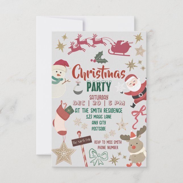 Convite Christmas party invitation for kids and families (Frente)