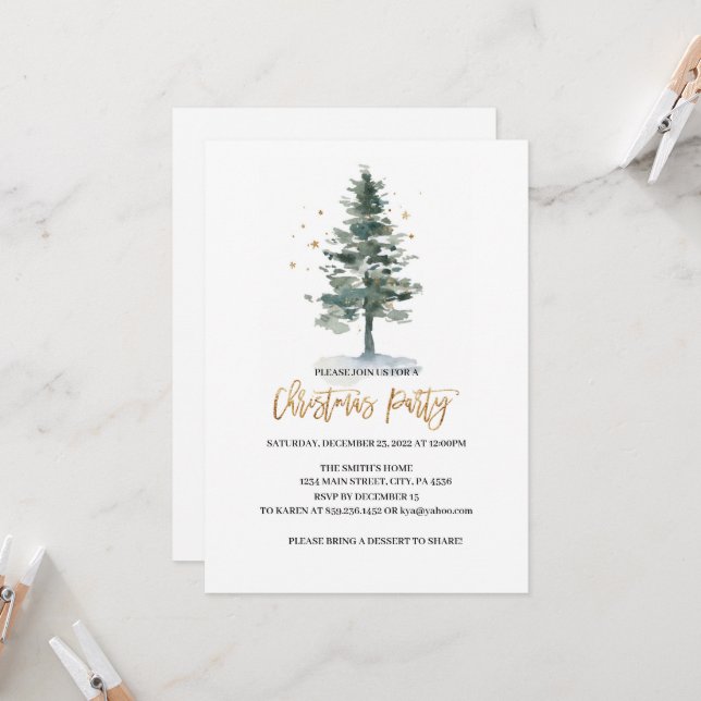 Convite Christmas Party Invitation, Holiday Party Invitati (Frente/Verso In Situ)