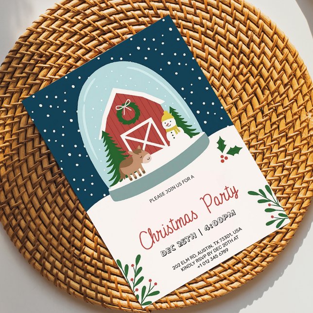 Convite Christmas party Invitation with a cozy barn  (Criador carregado)