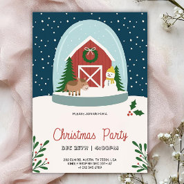 Convite Christmas party Invitation with a cozy barn