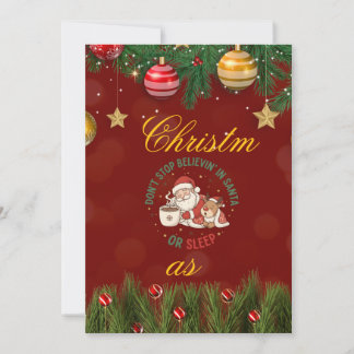 Convite Christmas Party Invitation with Santa Claus Illust
