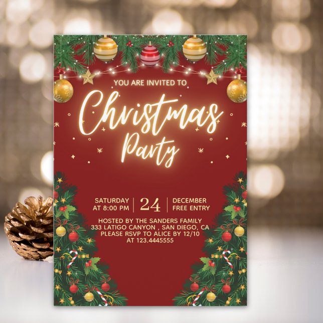 Convite Christmas Party Invitation with Shining Yellow (Criador carregado)