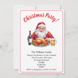 Convite Christmas Party Santa Claus Design Xmas
