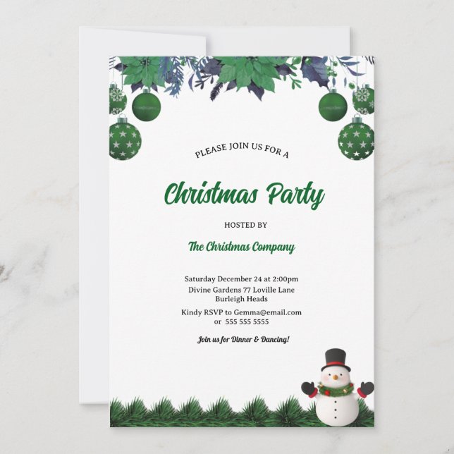 Convite Christmas Party Santa Claus Modern in Green Invita (Frente)