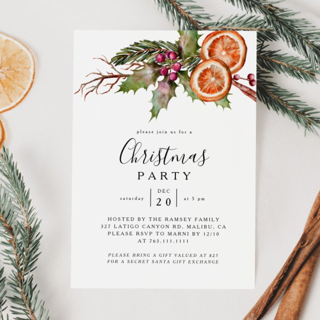 Convite Christmas Party Winter Botanical Invitation (Criador carregado)