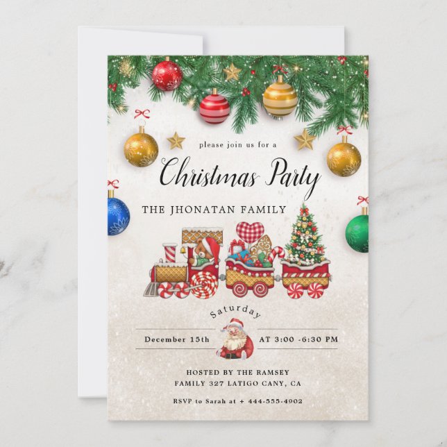 Convite Christmas Party Winter Botanical Invitation (Frente)