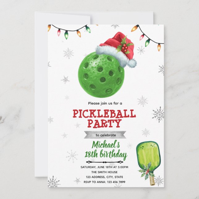 Convite Christmas pickleball party invite (Frente)