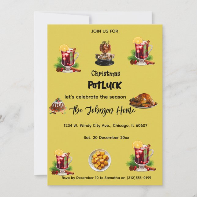 Convite Christmas Potluck Invitation (Frente)