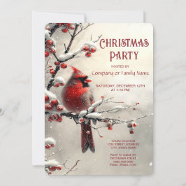Convite Christmas Red Cardinal Holiday Party Invitation