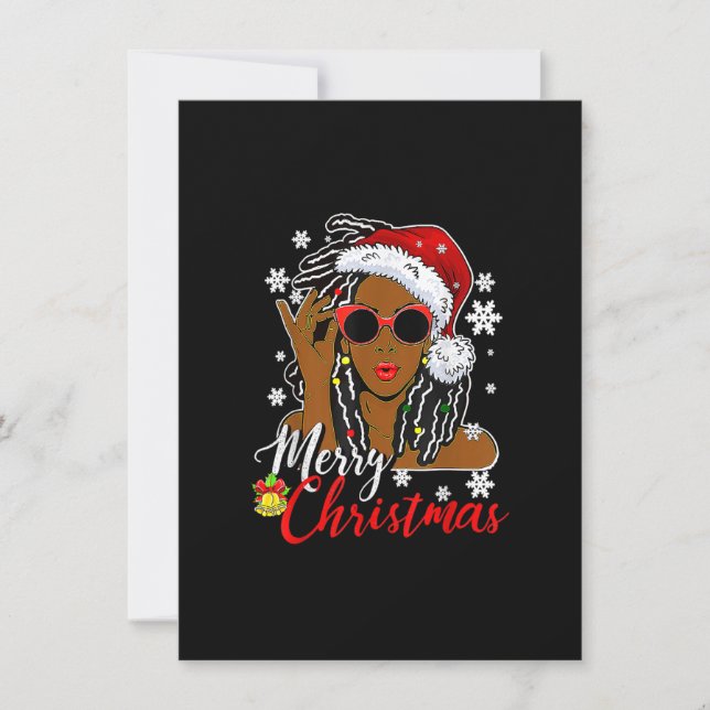Convite Christmas Santa Hat Shirt Black African Girl Ameri (Frente)