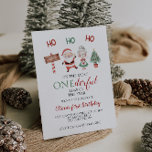 Convite Christmas Santa Onederful First Birthday<br><div class="desc">Oh what fun,  it is to be One! Christmas Santa first birthday party invitation with watercolor santa,  christmas and red polka dot back.</div>