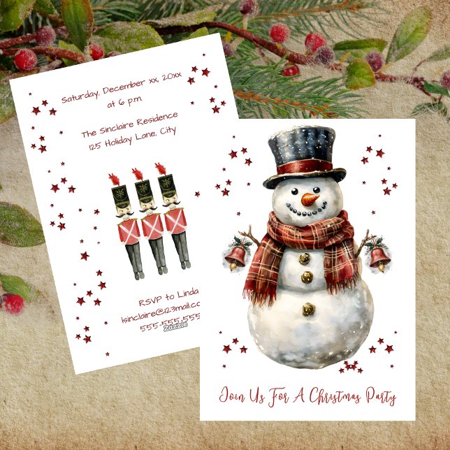 Convite Christmas Snowman Holiday Party Invitation (Christmas Snowman Holiday Party Invitation)