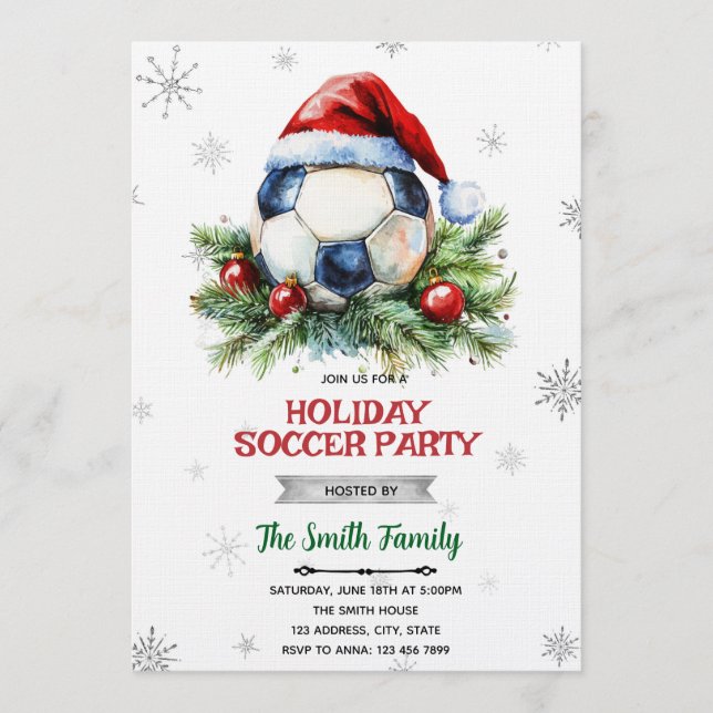 Convite Christmas soccer party invitation (Frente)
