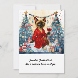 Convite Christmas Study Break Invitation Siamese Cat