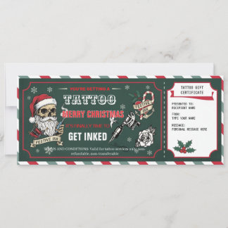 Convite Christmas Tattoo Gift Certificate Card Voucher