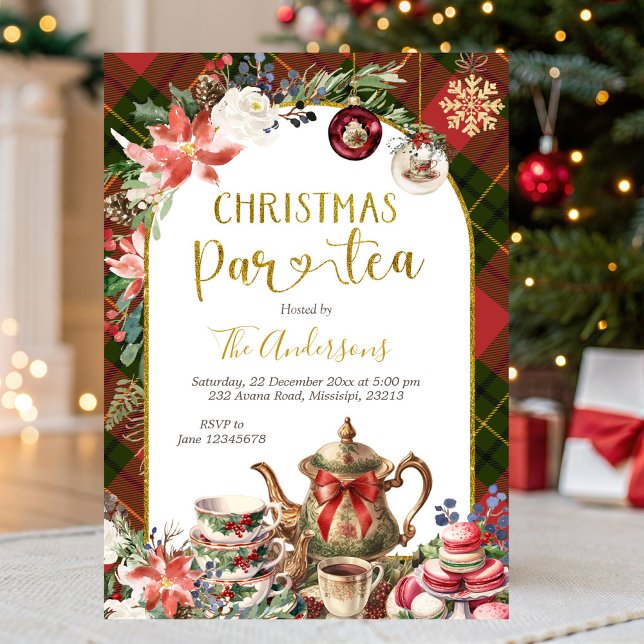Convite Christmas Tea Holiday Party Invitation (Criador carregado)