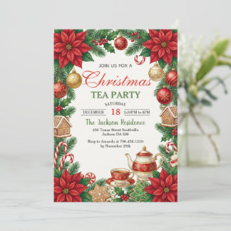 Convite Christmas Tea Holiday Party Invitation