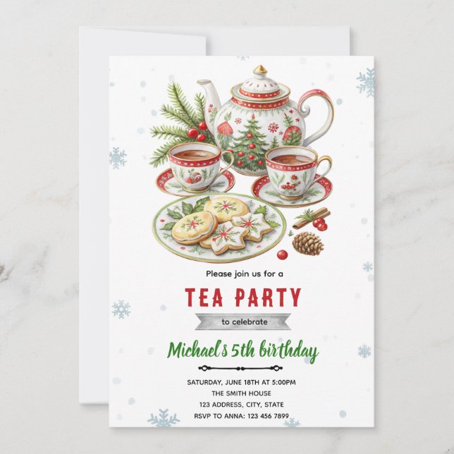 Convite Christmas tea party invitation (Frente)