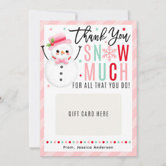 Convite Christmas Teacher Thank You Pink Gift Card Holder