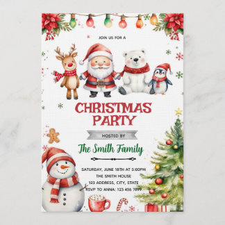 Convite Christmas theme party invitation
