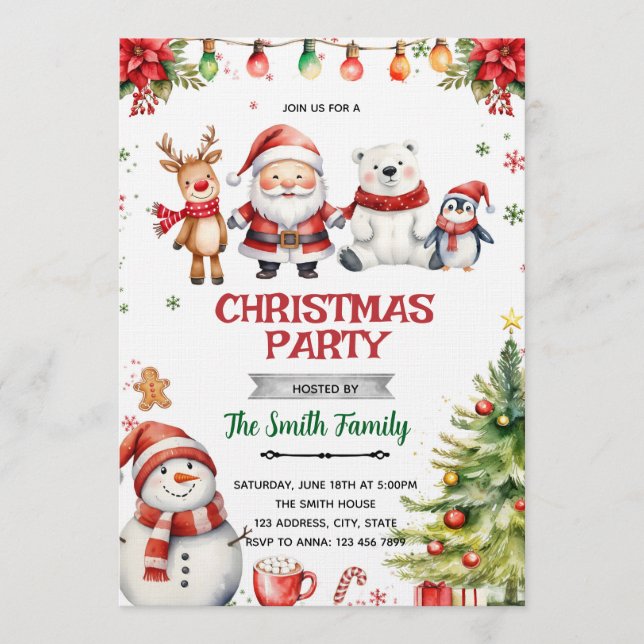 Convite Christmas theme party invitation (Frente)