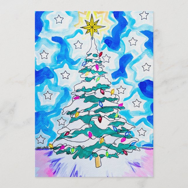 Convite Christmas Tree Greeting Card (Frente)